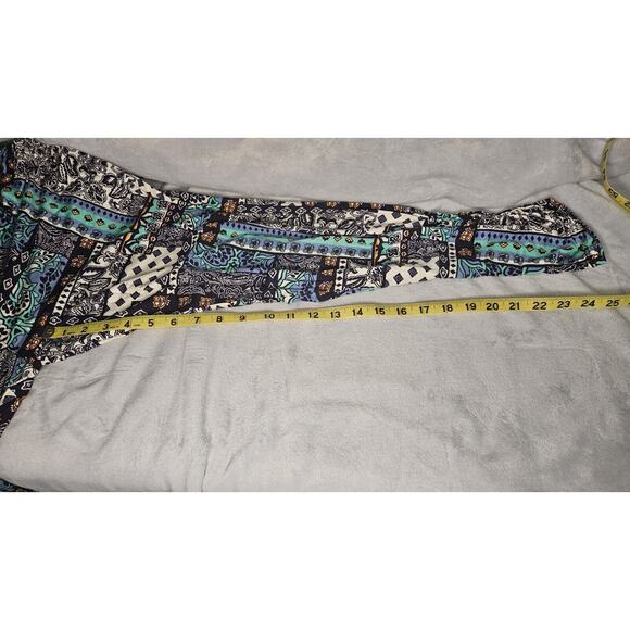 Michael Lauren Pablo Pants S Blue Patchwork Shirred Stretch Rayon Spandex NWT - Picture 6 of 8